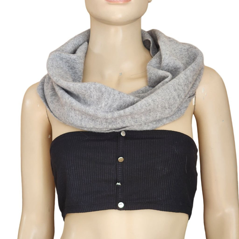 SOFIA CASHMERE Gray Cashmere Neck Warmer One Size Scarf